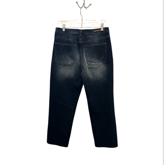 Soft Surroundings distressed dark wash capris - Picture 2 of 6